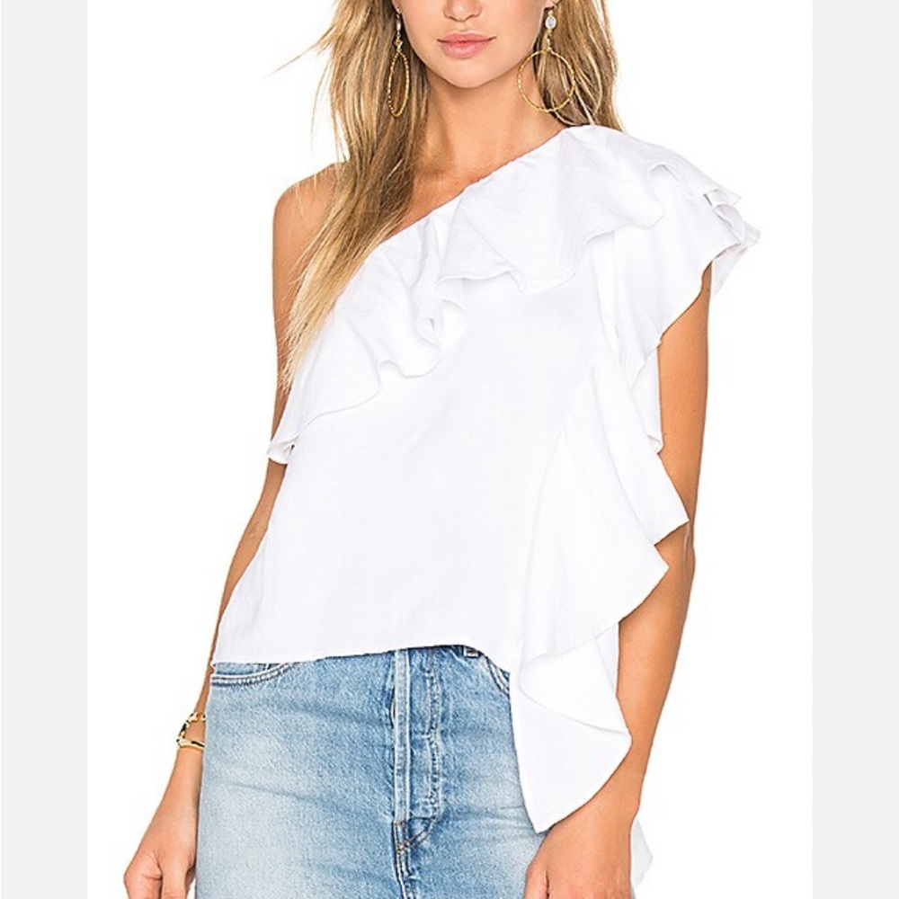 NWT BACKSTAGE WHITE SANTORINI ONE SHOULDER TOP SIZE SMALL
